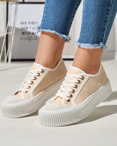 Béžové dámské tenisky na pevné podrážce Ozerika - Obuv