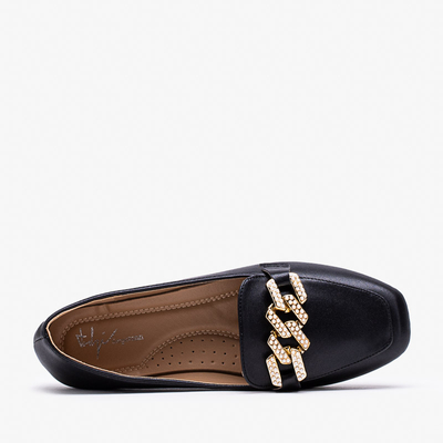 Чорні жіночі лофери з прикрасою Krelizo