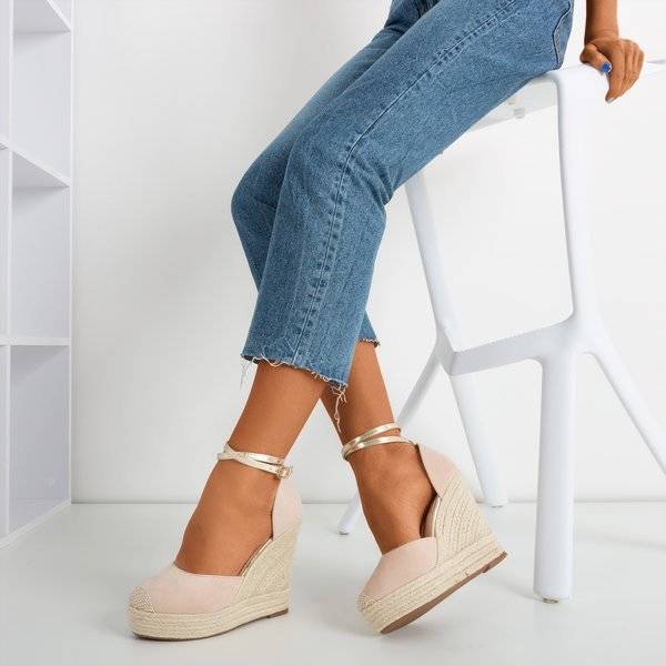 OUTLET Pudrové espadrilky na vysokém klínku Sablac - Boty