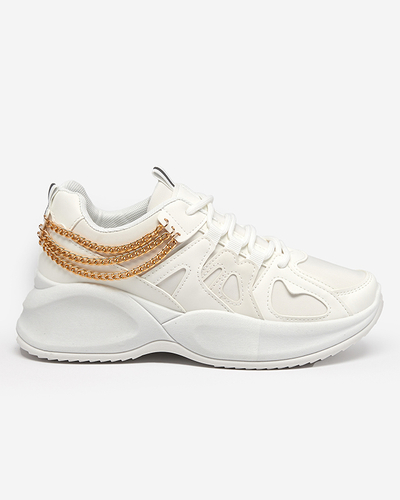 Bílé dámské tenisky se skrytým klínem a řetízkem Kermona - Obuv