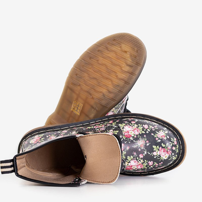 Чорні жіночі черевики-воркери з квітковим принтом Ornellia - Взуття