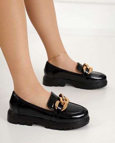 Černé dámské boty se zlatým řetízkem Dradia - Obuv