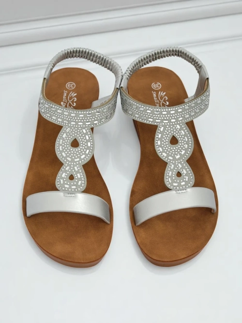 Royalfashion Жіночі сандалі на танкетці з цирконами Agaya