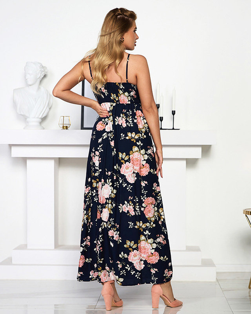 Чорно-рожеве повітряне жіноче плаття з квітами - Одяг