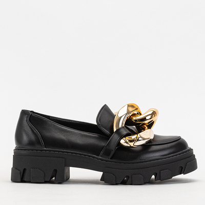 OUTLET Černé dámské boty se zlatým řetízkem Kesoni - Obuv