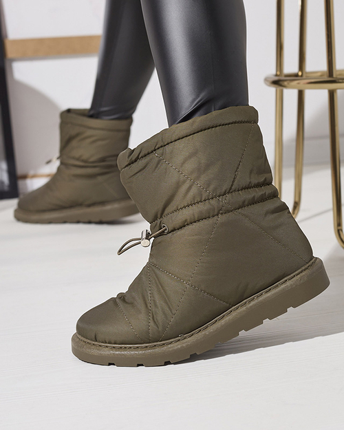 Темно-зелені жіночі утеплені черевики a'la snow boots Kaliolen - Взуття