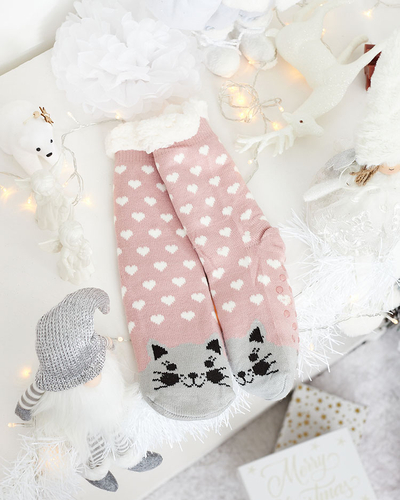 Червоні жіночі шкарпетки з різдвяним візерунком - Білизна