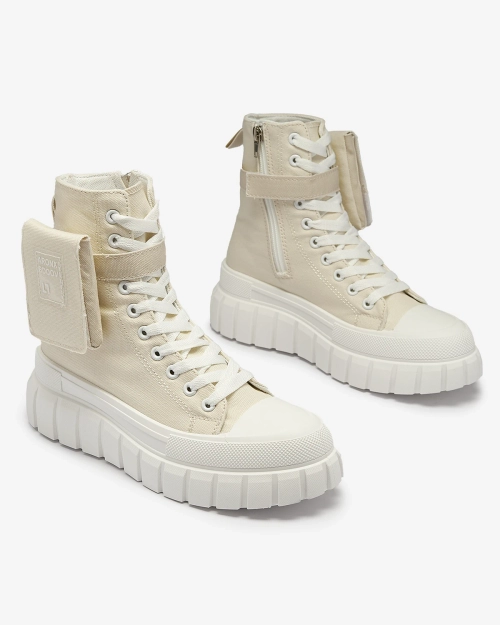 Бежеві жіночі кеди на високій платформі Uprella - Взуття