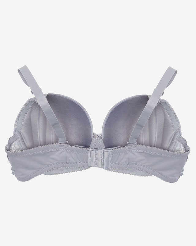 Dámská šedá hladká podprsenka s krajkou - Spodní prádlo