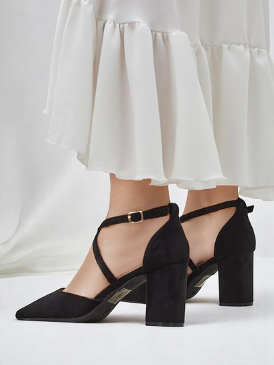 Royalfashion dámské lodičky z eko-semiše s pásky Kanastru