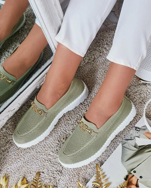 Royalfashion Жіночі тканинні мокасини із золотим декором Erticae