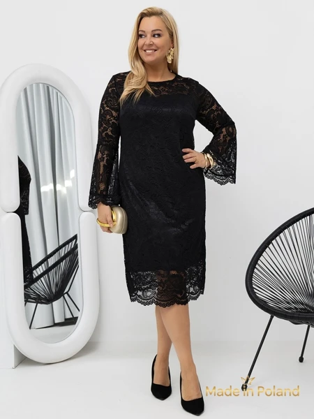 Dámské krajkové midi šaty s širokými rukávy Kiss Star