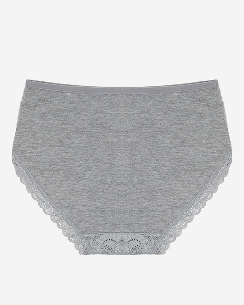 Сірі жіночі бавовняні трусики з мереживом PLUS SIZE - Білизна