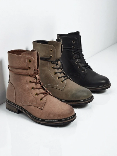 Eko kožené šněrovací dámské kotníkové boty Ravonna