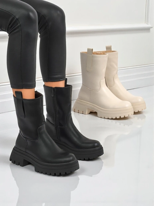 Високі жіночі ботильйони з еко шкіри Scarlet Mist