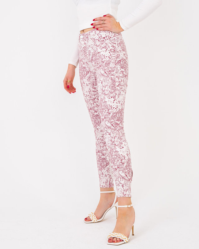 Dámské vínové vzorované látkové kalhoty - Oblečení