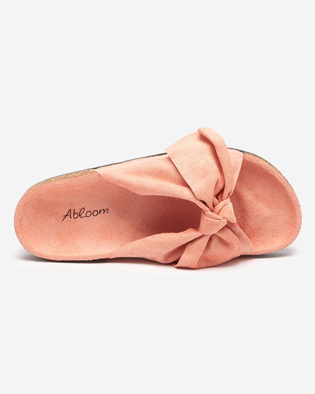 Różowe klapki z kokardką Montiana - Obuwie