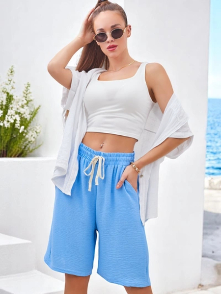 Royalfashion Короткі жіночі шорти з еластичним поясом та шнурівкою до колін