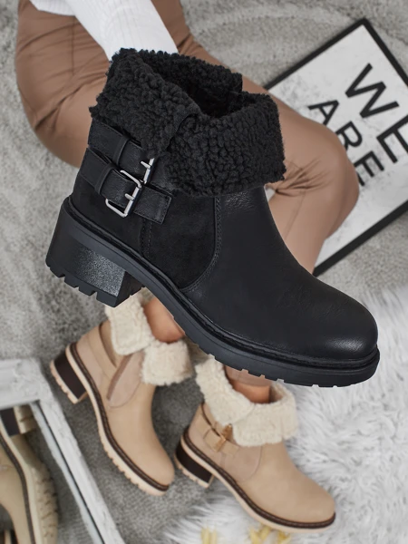 Dámské kotníkové boty z eko kůže s kožíškem Kavira