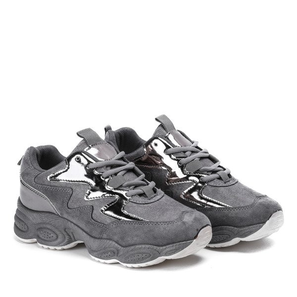 Szare sportowe buty na wyższej podeszwie Jinny - Obuwie