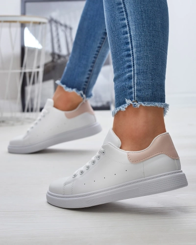 Білі жіночі спортивні кросівки з рожевою вставкою Asema- Footwear