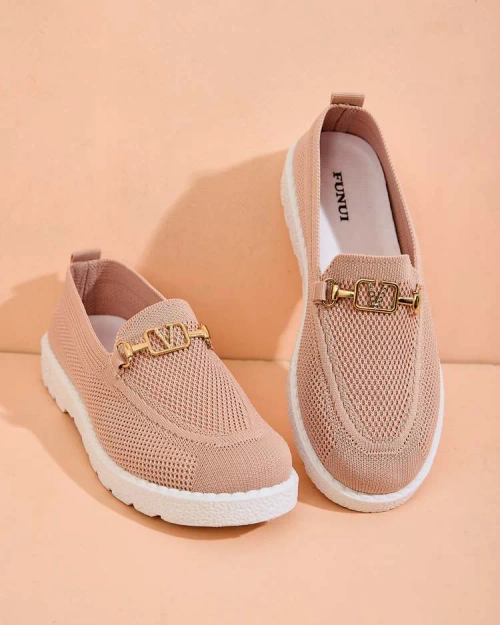 Royalfashion Жіночі тканинні мокасини із золотим декором Erticae