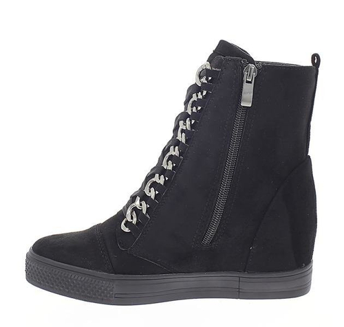 Czarne sneakersy na koturnie - Obuwie