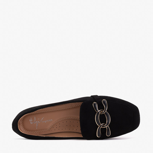 Чорні жіночі лофери з декором Olly