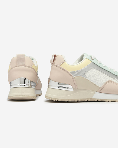 Dámská béžovo-růžová šněrovací sportovní obuv Mnerio- Obuv