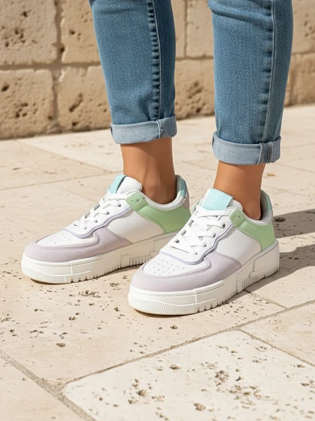 Dámské béžové tenisky Lycaste z ekologické kůže na ploché podrážce