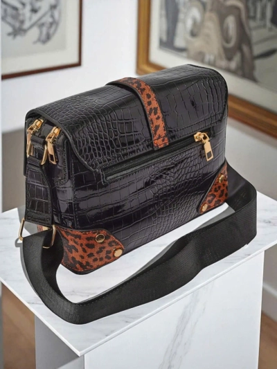 Жіноча сумка Callista Nero - екологічна шкіра крокодила, чорно-коричнева