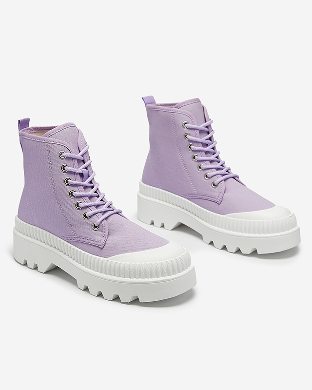 Fialové dámské vysoké sportovní boty a'la sneakers Serewa - Obuv