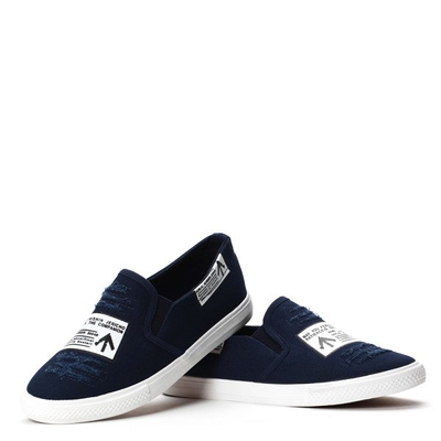 Granatowe trampki slip on Perisha - Obuwie