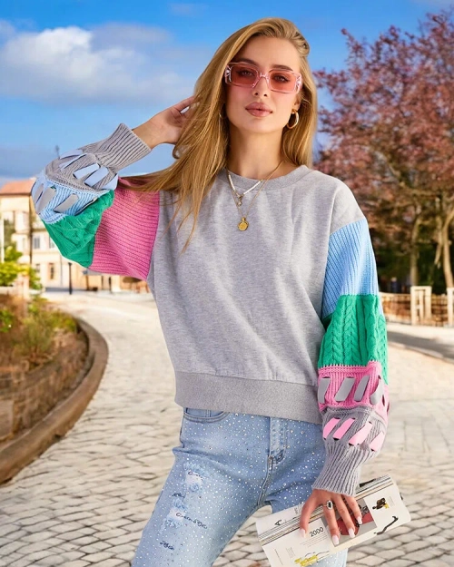Жіночий світшот Royalfashion з різнокольоровими рукавами