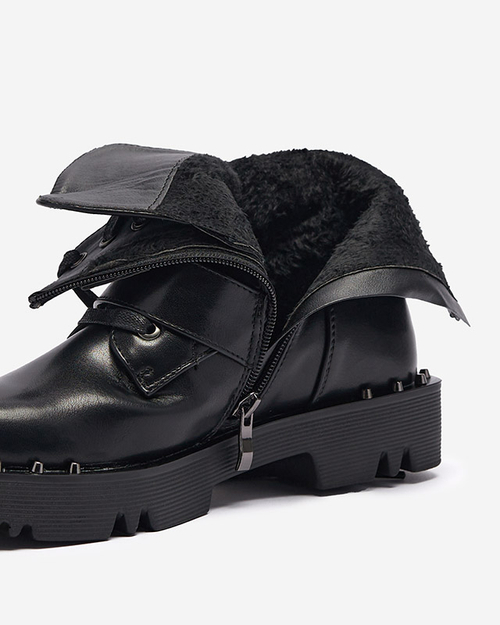 Чоботи жіночі чорні утеплені з орнаментом Erita - Взуття
