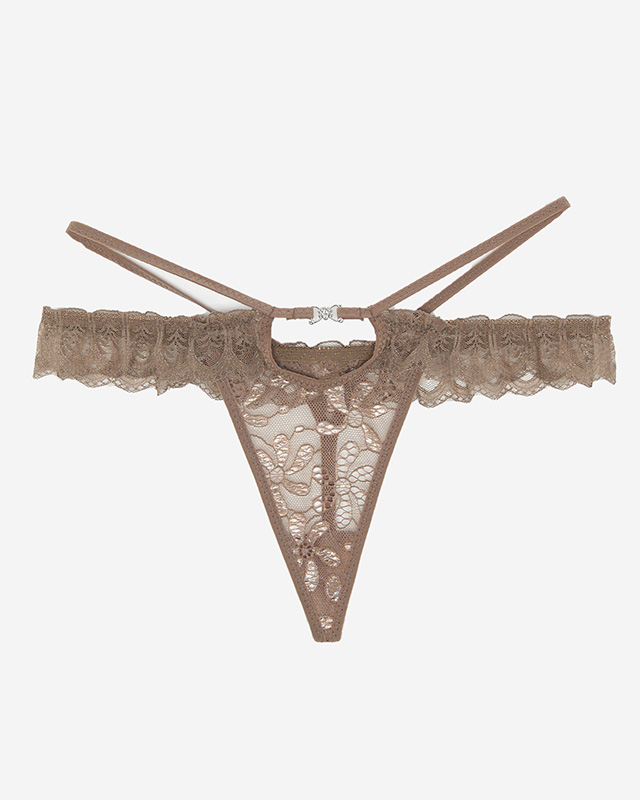 Dámská hnědá krajková tanga - Spodní prádlo
