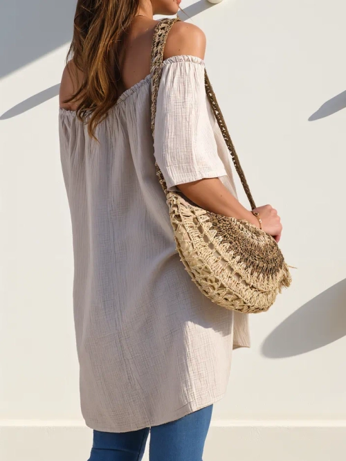 Блузка Royalfashion жіноча з бавовни в испанському стилі з декоративними ґудзиками