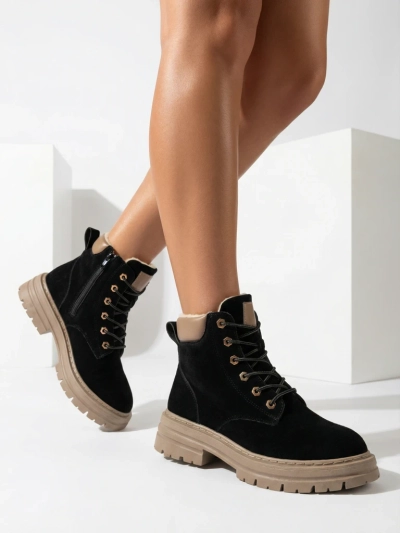 Royalfashion Černohnědé dámské zateplené traperské boty Radoras