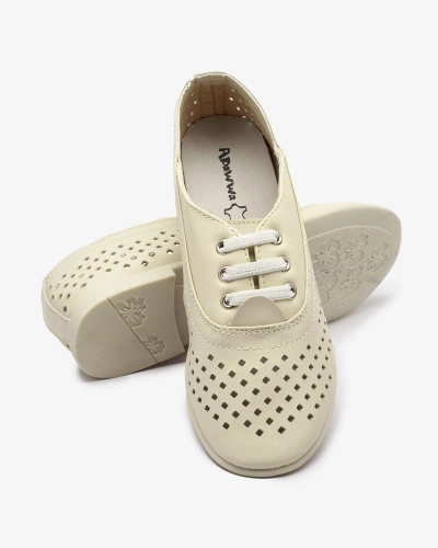 Béžové dětské prolamované mokasíny Janno- Footwear