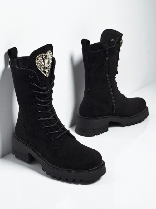 Еко замшеві шнуровані жіночі ботільйони Emelune