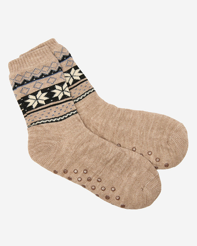 Шкарпетки чоловічі утеплені Royalfashion Beige Різдвяні