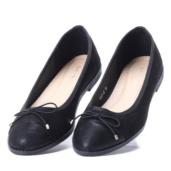 Czarne baleriny z kokardką Mia - Obuwie