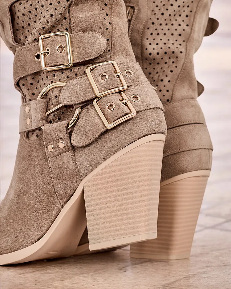 Royalfashion Prolamované nízké kozačky na jehle Holiu