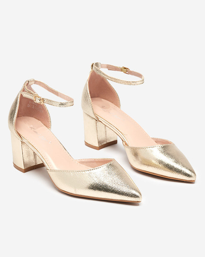 Dámské sandály na nízkém sloupku ve zlaté barvě Nerola - Obuv