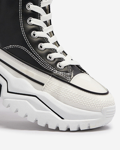 OUTLET Жіночі чорні утеплені спортивні черевики на платформі а-ля кеди Retiha - Взуття