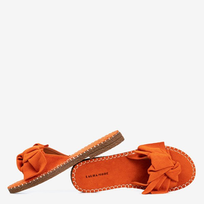 Oranžové dámské žabky s lukem Latus - Obuv 1