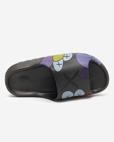 OUTLET Černé gumové dámské pantofle s potiskem Pfizz-footwear