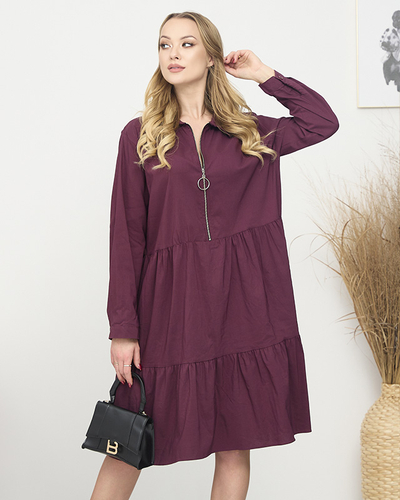 Бордова жіноча сукня PLUS SIZE- Одяг
