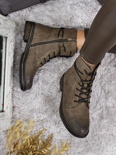 Eko kožené šněrovací dámské kotníkové boty Ravonna