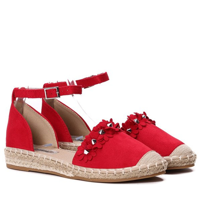 Czerwone, odkryte espadryle- Obuwie